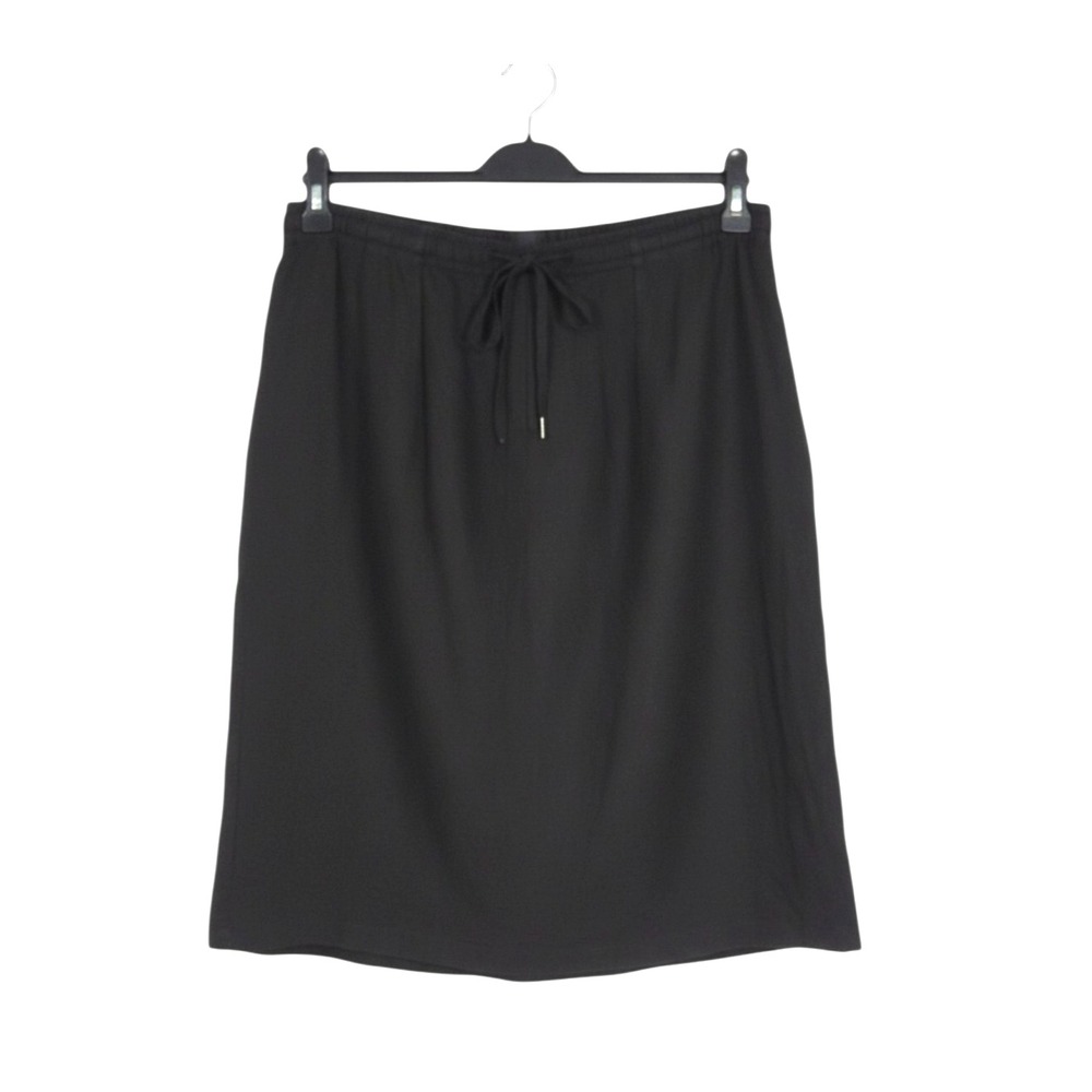 RIVER ISLAND Black LINEN Zip/Tie Waist POCKETS Straight/Pencil Skirt 14